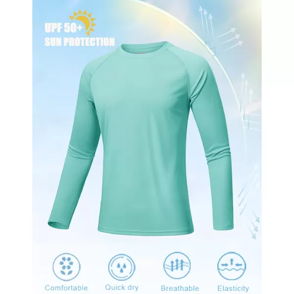 MAGNIVIT Mens Long Sleeve Sun Protection Shirts UPF 50 Rash Guard Shirt Running Swimming Hiking TShirt Quick DryLake Blue