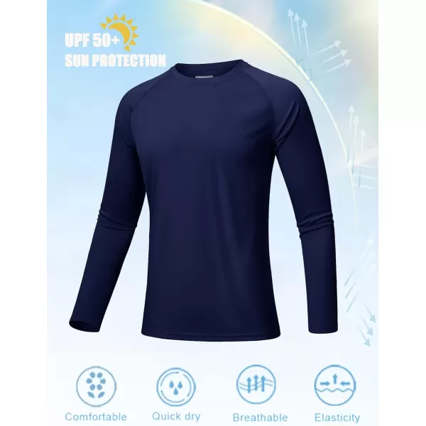 MAGNIVIT Mens Long Sleeve Sun Protection Shirts UPF 50 Rash Guard Shirt Running Swimming Hiking TShirt Quick DryNavy Blue