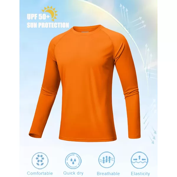 MAGNIVIT Mens Long Sleeve Sun Protection Shirts UPF 50 Rash Guard Shirt Running Swimming Hiking TShirt Quick DryOrange