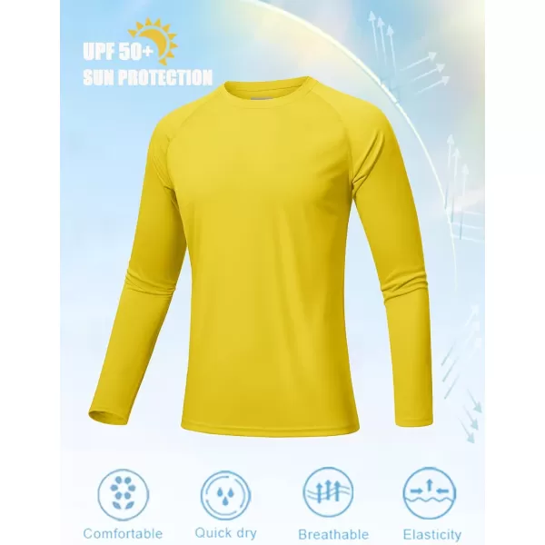 MAGNIVIT Mens Long Sleeve Sun Protection Shirts UPF 50 Rash Guard Shirt Running Swimming Hiking TShirt Quick DryYellow