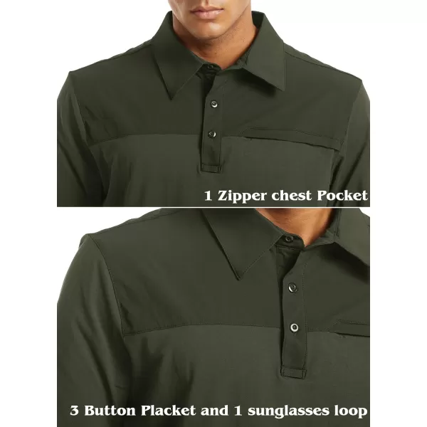 MAGNIVIT Mens Short Sleeve Polo Shirt Outdoor Quick Dry Military Tactical Shirt PulloverArmy Green