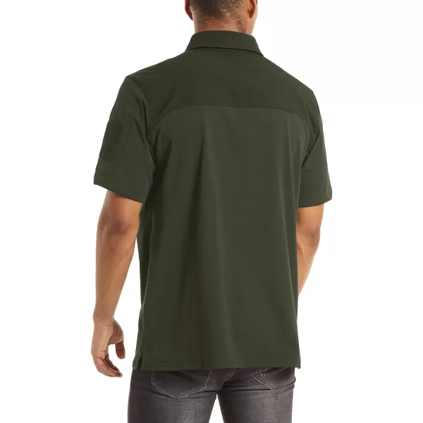 MAGNIVIT Mens Short Sleeve Polo Shirt Outdoor Quick Dry Military Tactical Shirt PulloverArmy Green