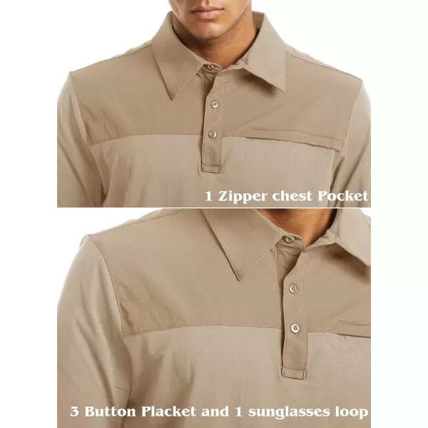 MAGNIVIT Mens Short Sleeve Polo Shirt Outdoor Quick Dry Military Tactical Shirt PulloverKhaki