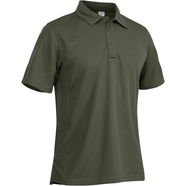 MAGNIVIT Mens Short Sleeve Shirt Outdoor Performance Tactical Army Combat Polo ShirtsArmy Green