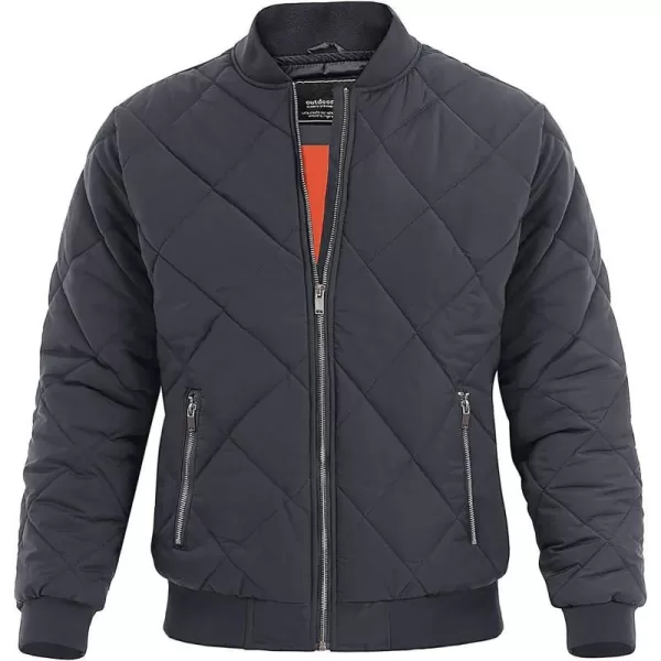 MAGNIVIT Mens Bomber Jacket Winter Fall Quilted Puffer Jacket Warm Padded CoatsDark Grey