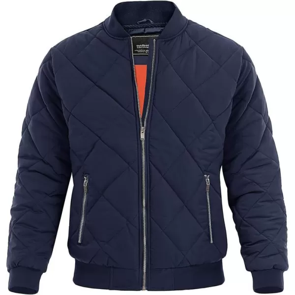 MAGNIVIT Mens Bomber Jacket Winter Fall Quilted Puffer Jacket Warm Padded CoatsNavy Blue