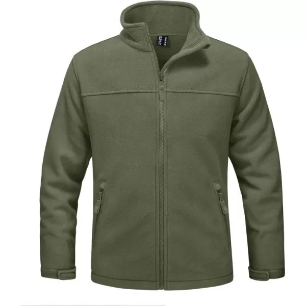 MAGNIVIT Mens Full Zip Up Jacket without Hood Tactical Jacket Windproof Light Slim Fit Causual Coat Hiking GolfArmy Green