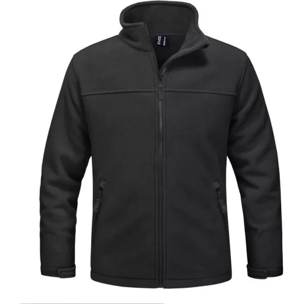 MAGNIVIT Mens Full Zip Up Jacket without Hood Tactical Jacket Windproof Light Slim Fit Causual Coat Hiking GolfBlack