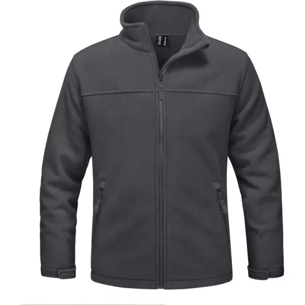 MAGNIVIT Mens Full Zip Up Jacket without Hood Tactical Jacket Windproof Light Slim Fit Causual Coat Hiking GolfDark Grey