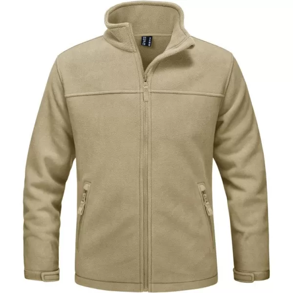 MAGNIVIT Mens Full Zip Up Jacket without Hood Tactical Jacket Windproof Light Slim Fit Causual Coat Hiking GolfKhaki