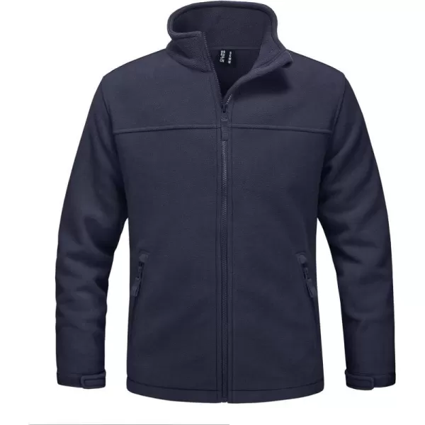 MAGNIVIT Mens Full Zip Up Jacket without Hood Tactical Jacket Windproof Light Slim Fit Causual Coat Hiking GolfNavy Blue