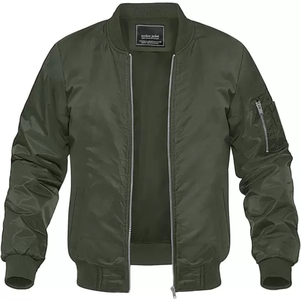 MAGNIVIT Mens Lightweight Bomber Jacket Windbreaker Softshell Varsity Jacket CoatArmy Green