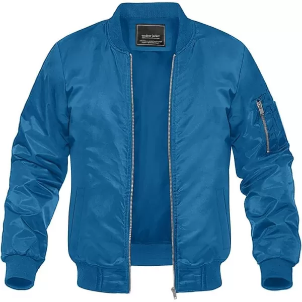 MAGNIVIT Mens Lightweight Bomber Jacket Windbreaker Softshell Varsity Jacket CoatBlue Green