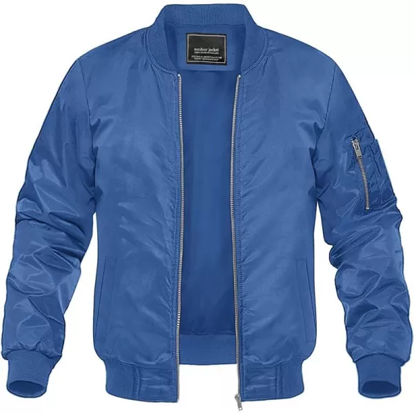 MAGNIVIT Mens Lightweight Bomber Jacket Windbreaker Softshell Varsity Jacket CoatBright Blue