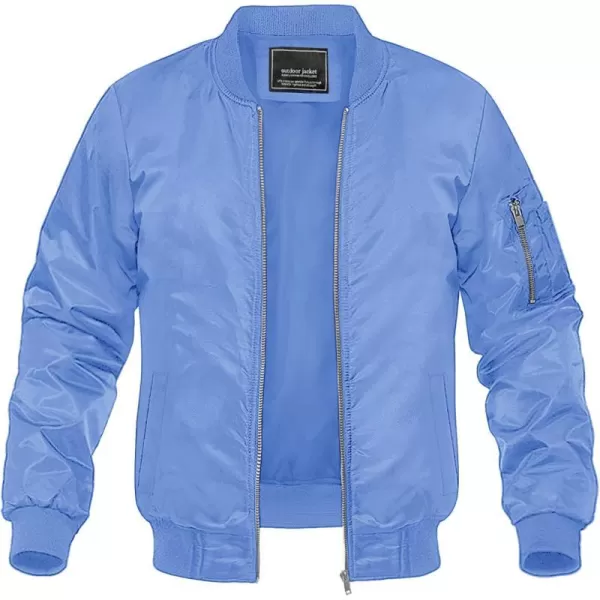 MAGNIVIT Mens Lightweight Bomber Jacket Windbreaker Softshell Varsity Jacket CoatLight Blue