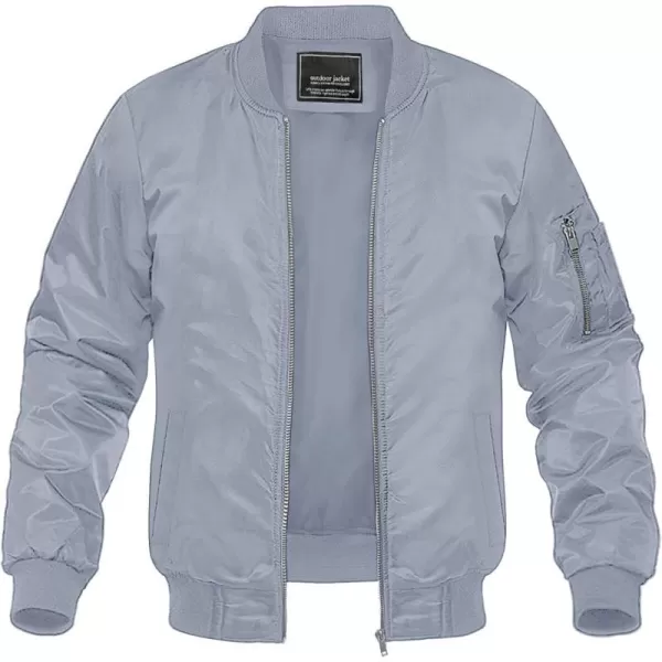 MAGNIVIT Mens Lightweight Bomber Jacket Windbreaker Softshell Varsity Jacket CoatLight Grey