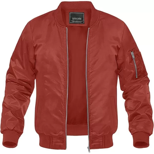 MAGNIVIT Mens Lightweight Bomber Jacket Windbreaker Softshell Varsity Jacket CoatOrange Red