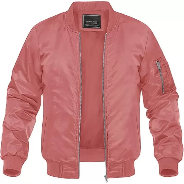 MAGNIVIT Mens Lightweight Bomber Jacket Windbreaker Softshell Varsity Jacket CoatPink