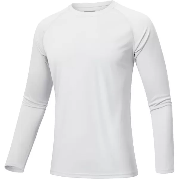 MAGNIVIT Mens Long Sleeve Sun Protection Shirts UPF 50 Rash Guard Shirt Running Swimming Hiking TShirt Quick DryWhite