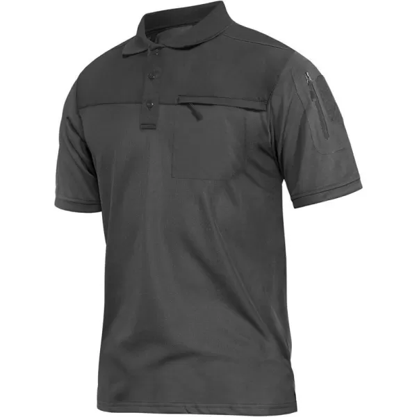 MAGNIVIT Mens Short Sleeve Polo Shirt Outdoor Quick Dry Military Tactical Shirt PulloverDark Grey