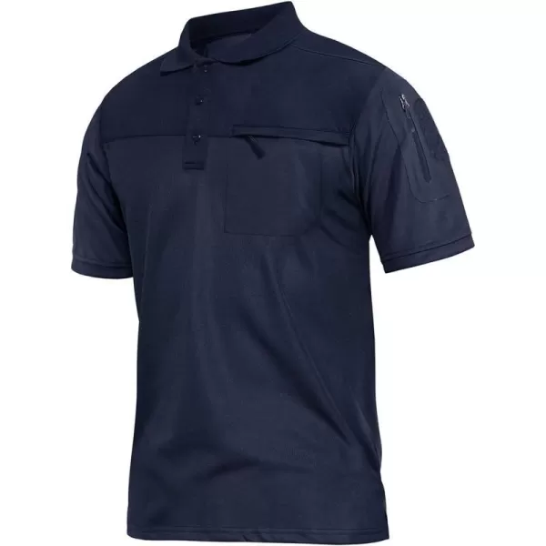 MAGNIVIT Mens Short Sleeve Polo Shirt Outdoor Quick Dry Military Tactical Shirt PulloverNavy Blue