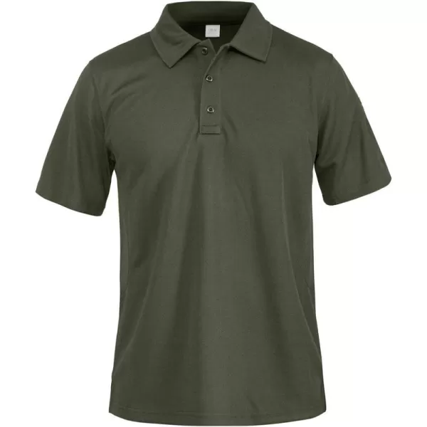 MAGNIVIT Mens Short Sleeve Shirt Outdoor Performance Tactical Army Combat Polo ShirtsArmy Green