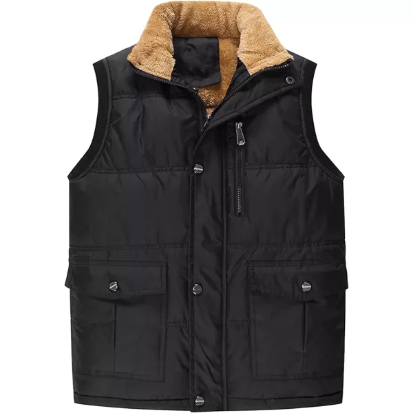 MAGNIVIT Mens Fleece Lined Vest Winter Warm Thicken Gilet Jackets for Travel FishingBlack