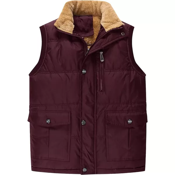 MAGNIVIT Mens Fleece Lined Vest Winter Warm Thicken Gilet Jackets for Travel FishingWine Red