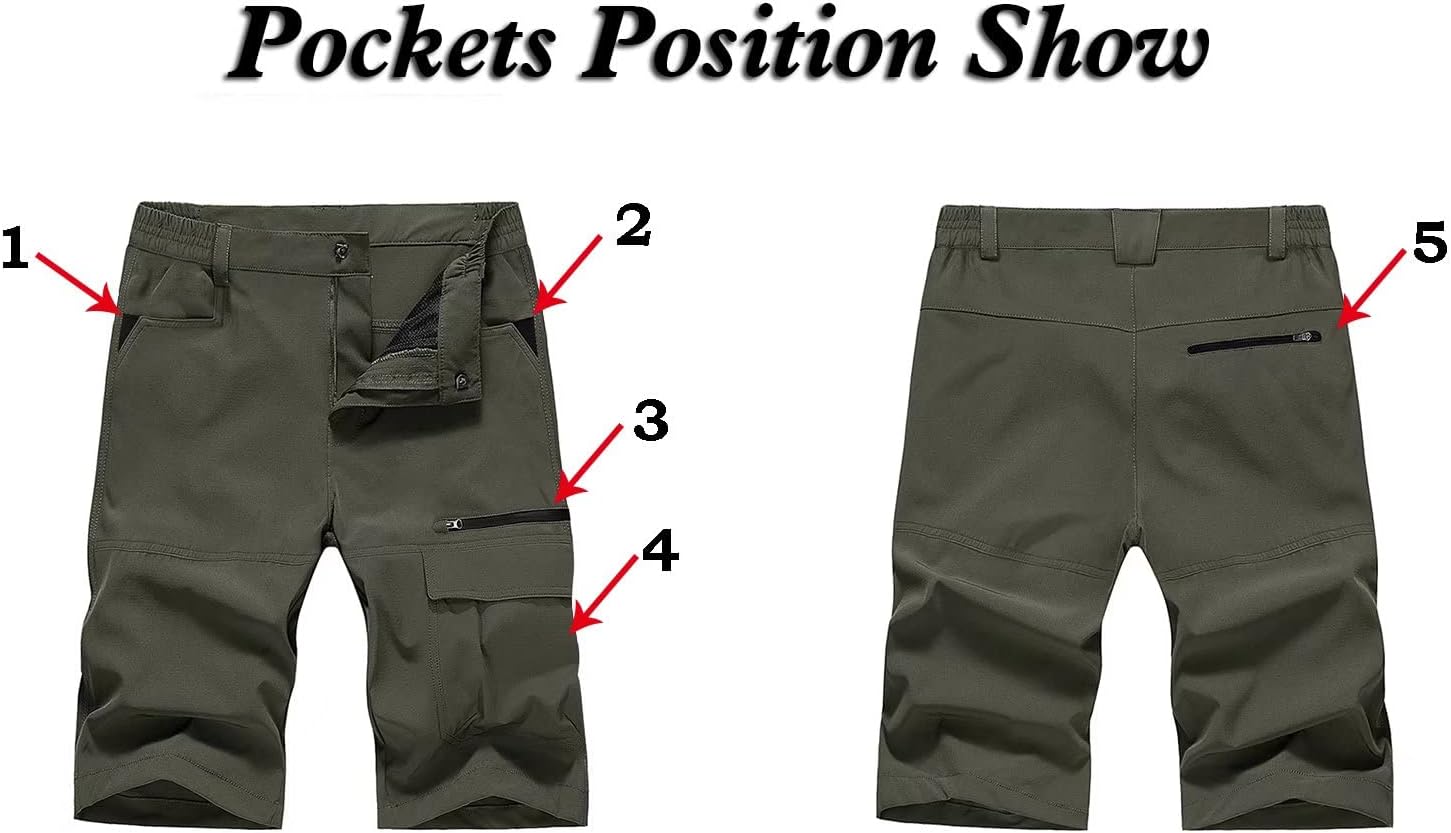 MAGNIVIT Mens Cargo Shorts Hiking Shorts Above Knee Shorts Quick Dry Work Shorts with MultiPocketsArmy Green