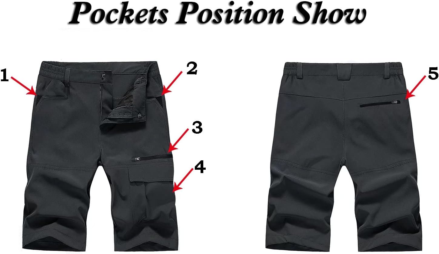 MAGNIVIT Mens Cargo Shorts Hiking Shorts Above Knee Shorts Quick Dry Work Shorts with MultiPocketsDark Grey