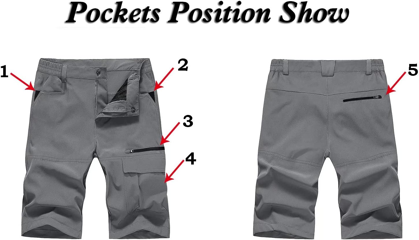 MAGNIVIT Mens Cargo Shorts Hiking Shorts Above Knee Shorts Quick Dry Work Shorts with MultiPocketsGrey