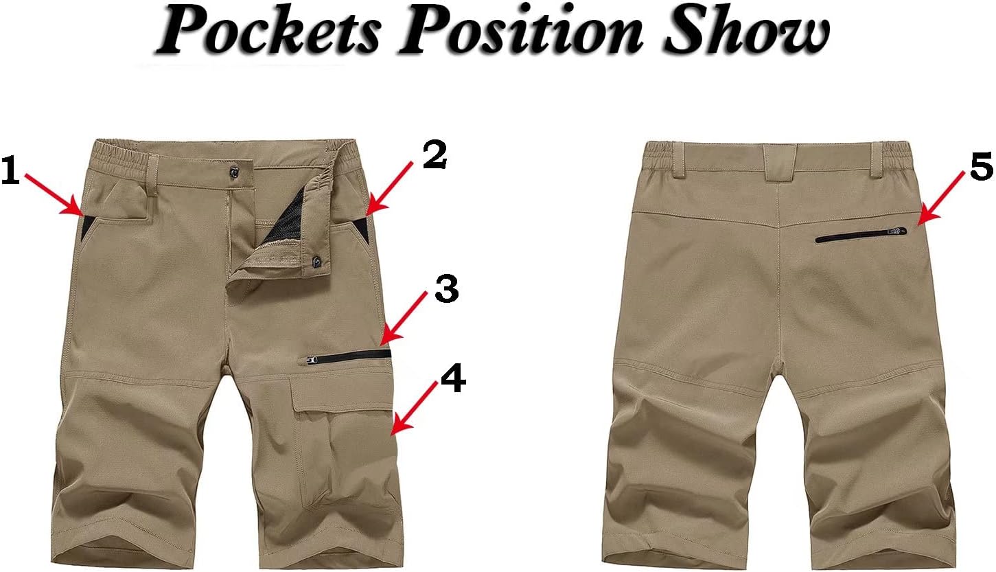 MAGNIVIT Mens Cargo Shorts Hiking Shorts Above Knee Shorts Quick Dry Work Shorts with MultiPocketsKhaki