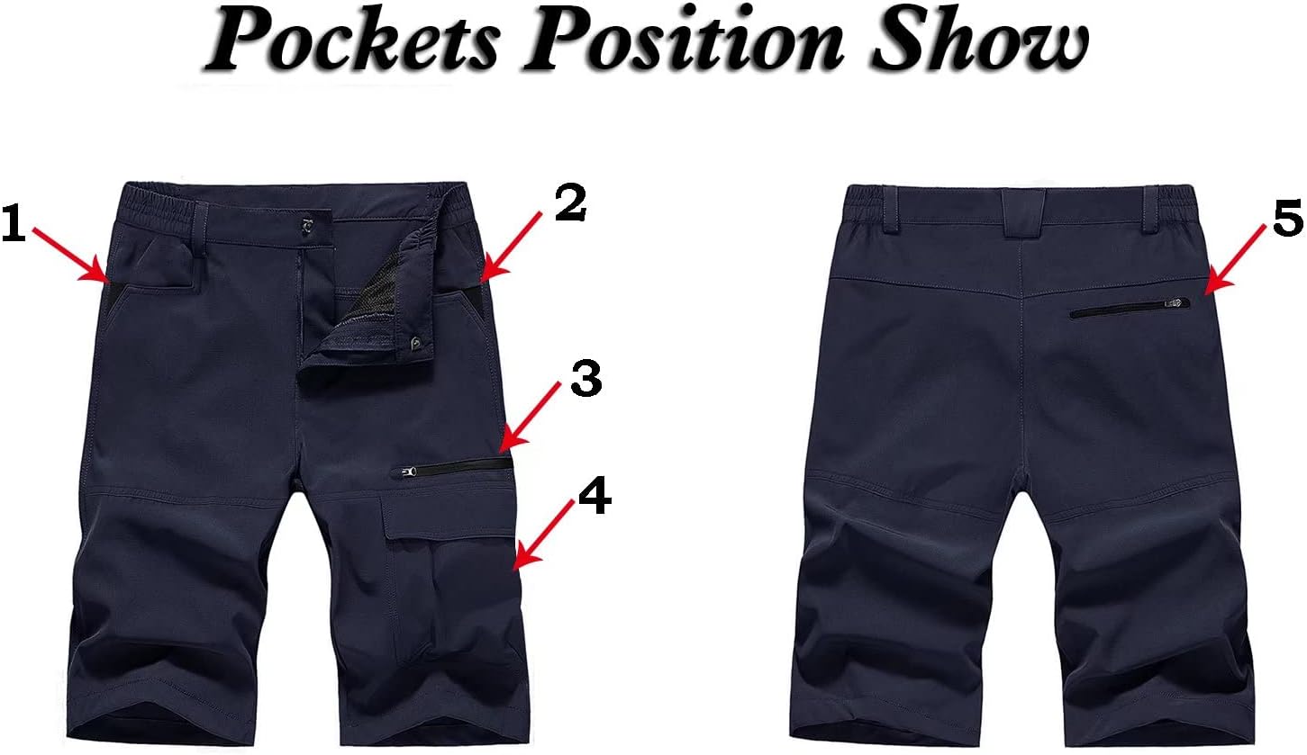 MAGNIVIT Mens Cargo Shorts Hiking Shorts Above Knee Shorts Quick Dry Work Shorts with MultiPocketsNavy Blue