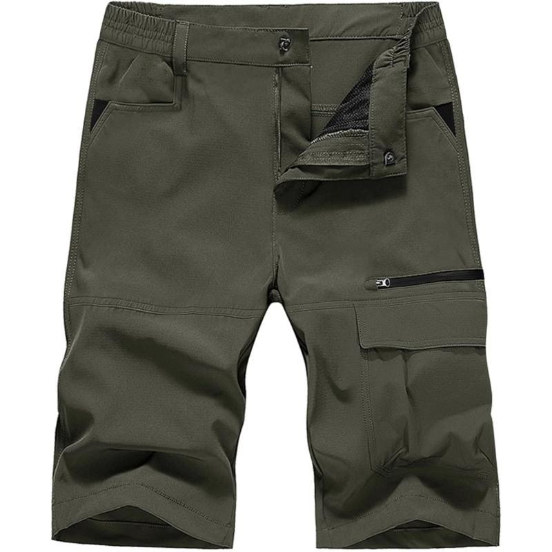 MAGNIVIT Mens Cargo Shorts Hiking Shorts Above Knee Shorts Quick Dry Work Shorts with MultiPocketsArmy Green