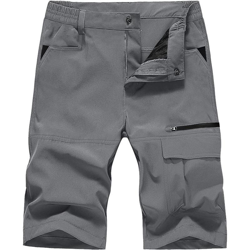 MAGNIVIT Mens Cargo Shorts Hiking Shorts Above Knee Shorts Quick Dry Work Shorts with MultiPocketsGrey