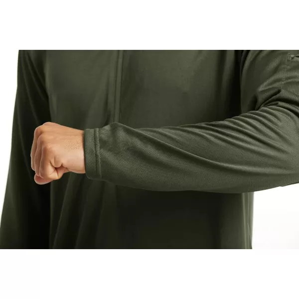 MAGNIVIT Mens 12 Zip Tactical Shirts Long Sleeve Performance Running Golf Polo ShirtsArmy Green