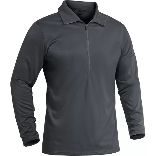 MAGNIVIT Mens 12 Zip Tactical Shirts Long Sleeve Performance Running Golf Polo ShirtsGrey