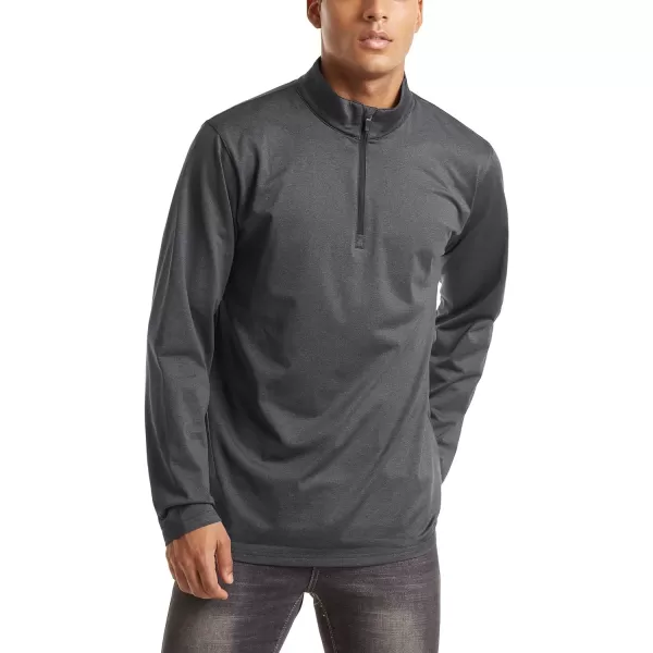 MAGNIVIT Mens 14 Zip Running Shirts Pullover Long Sleeve Fleece Lined Performance Workout Active Shirts Tops Zip UpDark Grey