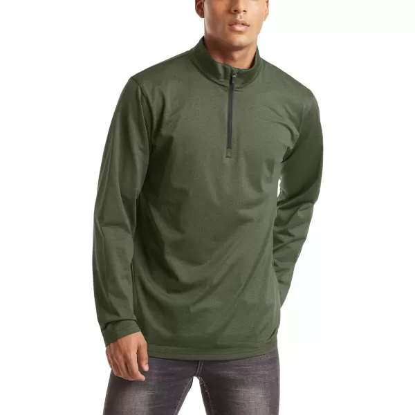 MAGNIVIT Mens 14 Zip Running Shirts Pullover Long Sleeve Fleece Lined Performance Workout Active Shirts Tops Zip UpGreen