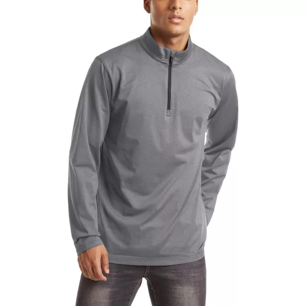 MAGNIVIT Mens 14 Zip Running Shirts Pullover Long Sleeve Fleece Lined Performance Workout Active Shirts Tops Zip UpGrey