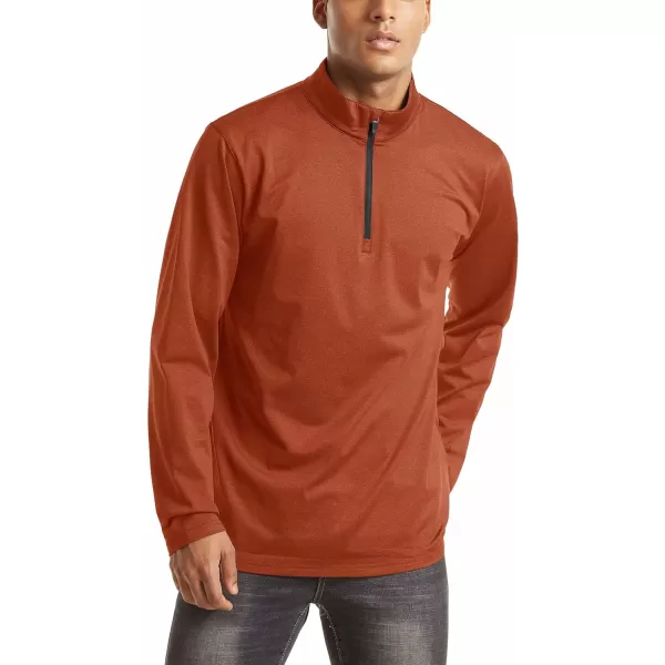 MAGNIVIT Mens 14 Zip Running Shirts Pullover Long Sleeve Fleece Lined Performance Workout Active Shirts Tops Zip UpOrange