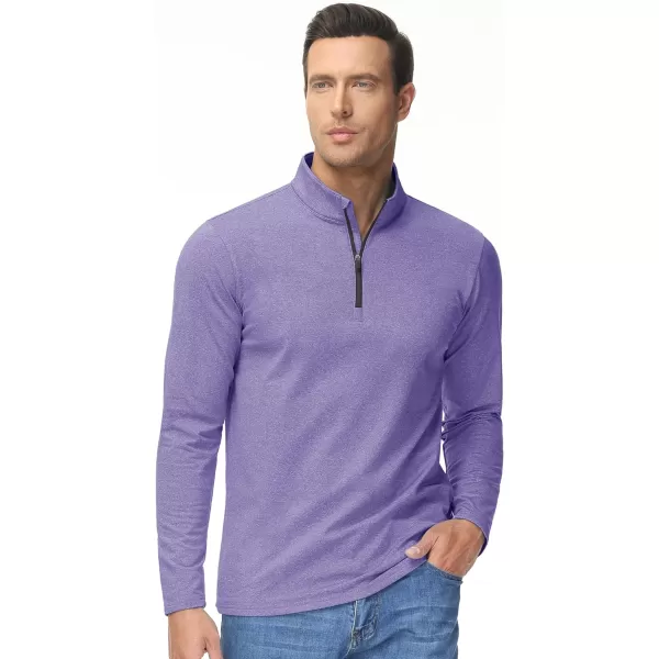 MAGNIVIT Mens 14 Zip Running Shirts Pullover Long Sleeve Fleece Lined Performance Workout Active Shirts Tops Zip UpPurple