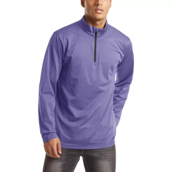 MAGNIVIT Mens 14 Zip Running Shirts Pullover Long Sleeve Fleece Lined Performance Workout Active Shirts Tops Zip UpPurple