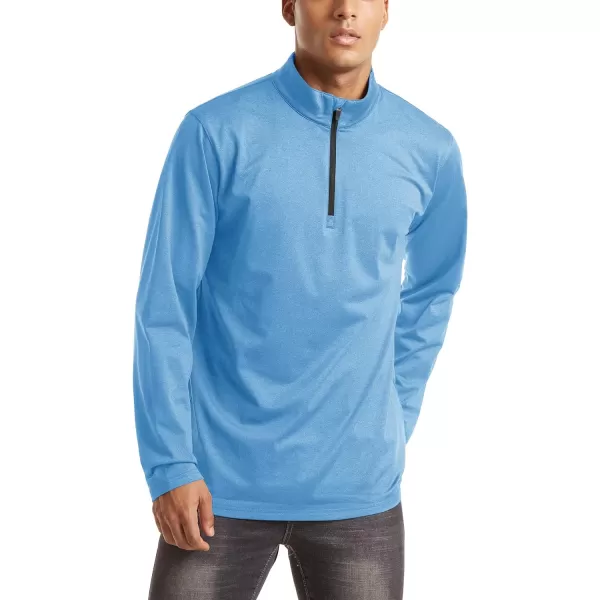 MAGNIVIT Mens 14 Zip Running Shirts Pullover Long Sleeve Fleece Lined Performance Workout Active Shirts Tops Zip UpSky Blue