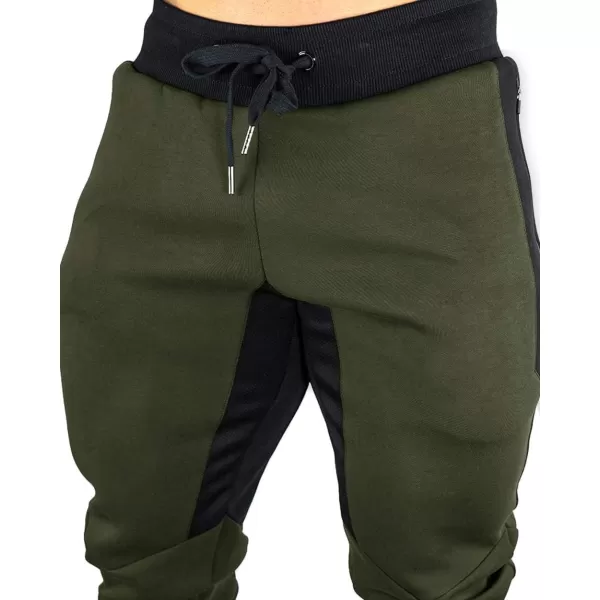 MAGNIVIT Mens 34 Jogger Capri Pants Workout Gym Below Knee Shorts Zipper PocketsArmy Green 2