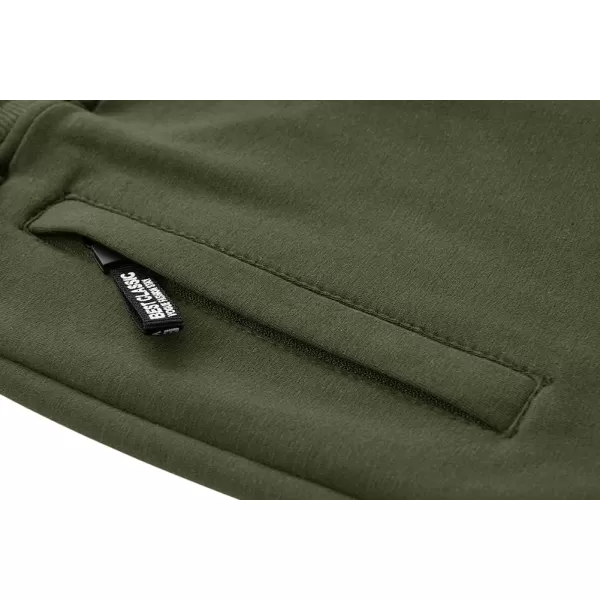 MAGNIVIT Mens 34 Jogger Capri Pants Workout Gym Below Knee Shorts Zipper PocketsArmy Green