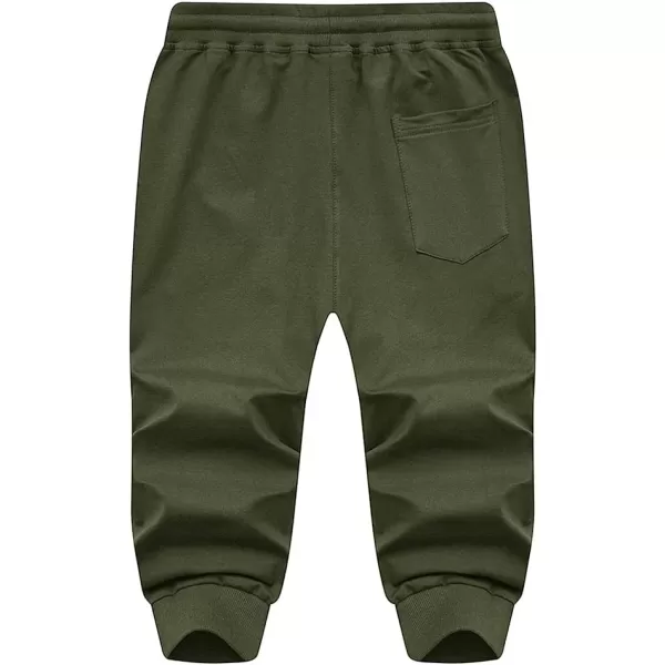 MAGNIVIT Mens 34 Jogger Capri Pants Workout Gym Below Knee Shorts Zipper PocketsArmy Green