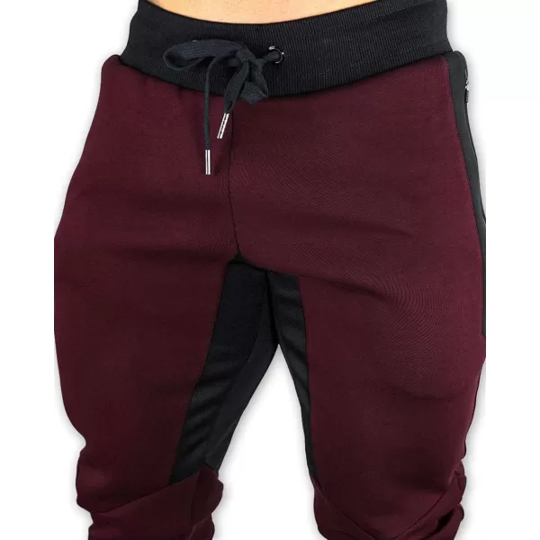 MAGNIVIT Mens 34 Jogger Capri Pants Workout Gym Below Knee Shorts Zipper PocketsBurgundy 2