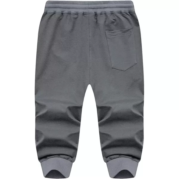 MAGNIVIT Mens 34 Jogger Capri Pants Workout Gym Below Knee Shorts Zipper PocketsDark Grey