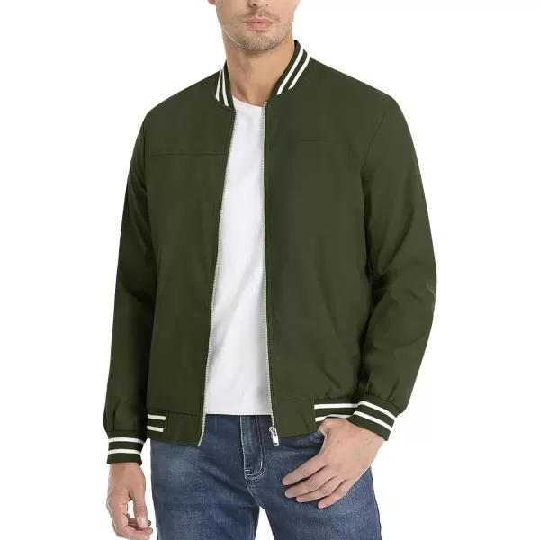 MAGNIVIT Mens Bomber Jacket Spring Fall Lightweight Varsity Windbreaker JacketArmy Green